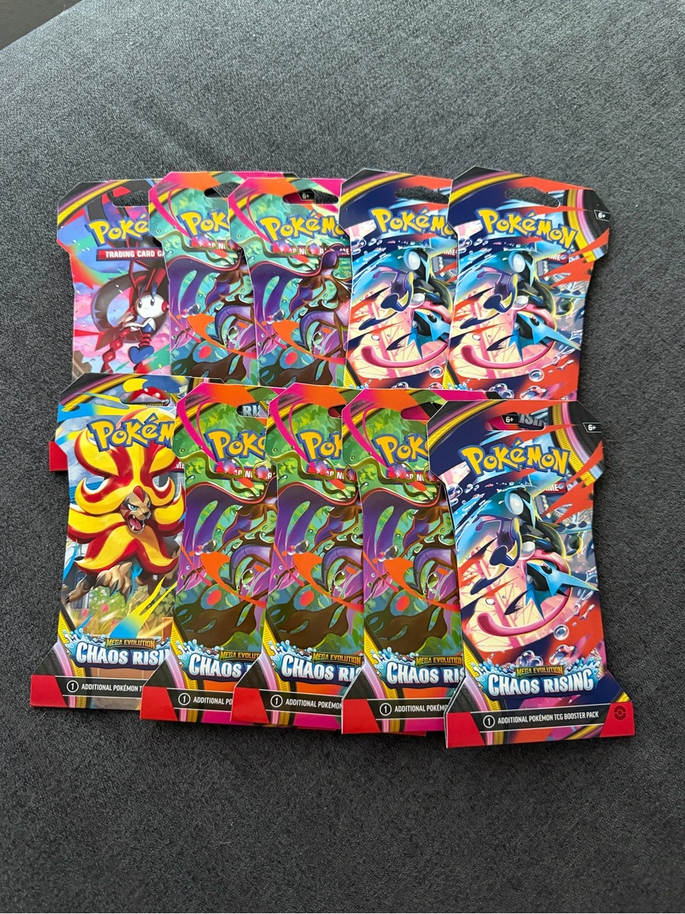 New Pokemon Chaos Rising Trading Cards - 10 unopened booster packs